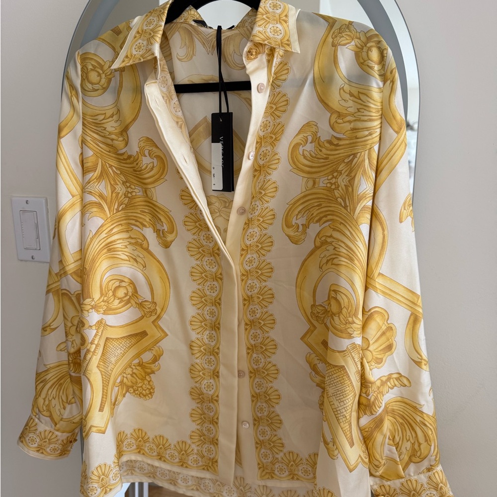 Versace Gold and Cream Button Down Shirt